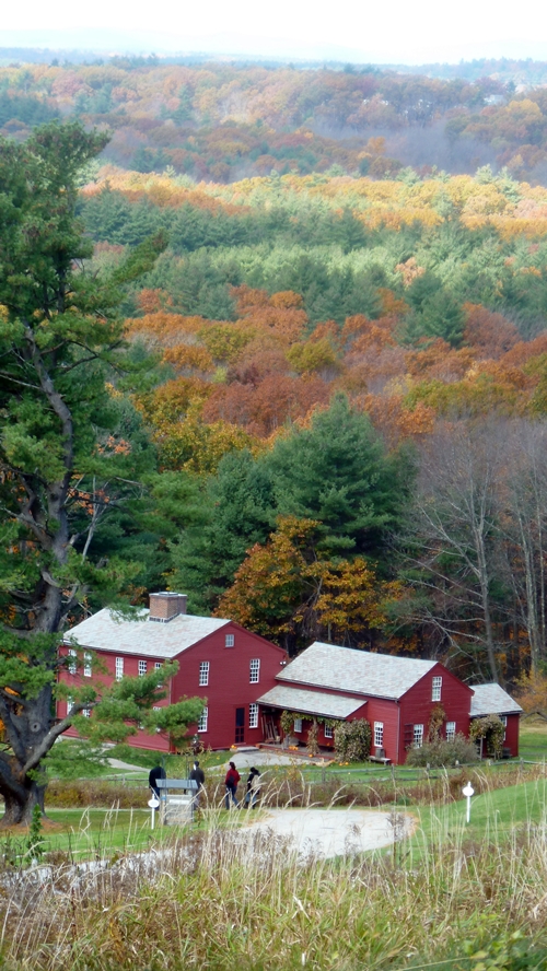 at the bottom of a steep hill