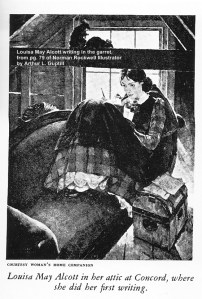 Louisa May Alcott in the garret by Norman Rockwell